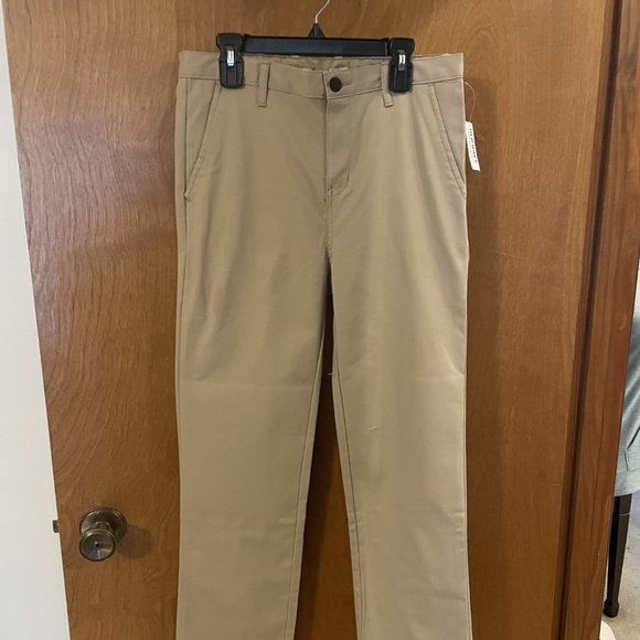NWT Boys Old Navy Kids Khaki Tan Pants Size 14 Straight Fit Adjustable Waist - Picture 2 of 6